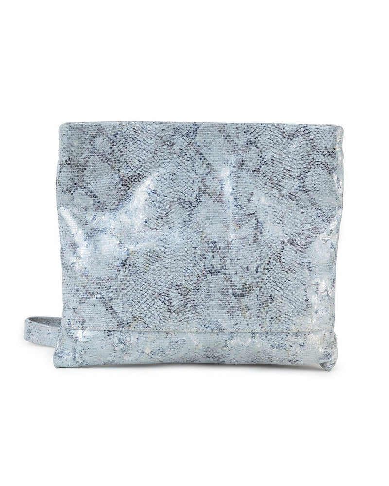 Mollie Cross-Body Convertible Clutch: White Blue Metallic