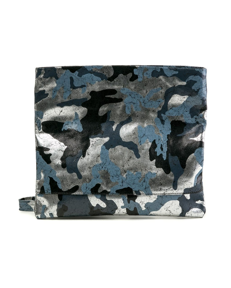 Mollie Cross-Body Convertible Clutch: Black Silver Camouflage