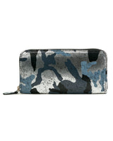 Zip Wallet: Black Silver Camouflage