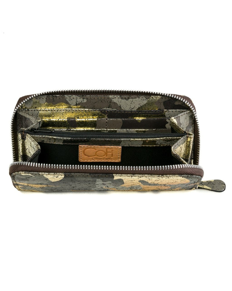 Zip Wallet: Black Gold Camouflage