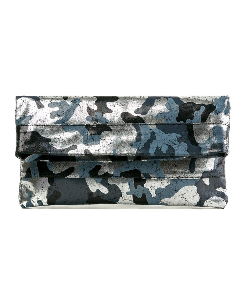 Mollie Cross-Body Convertible Clutch: Black Silver Camouflage