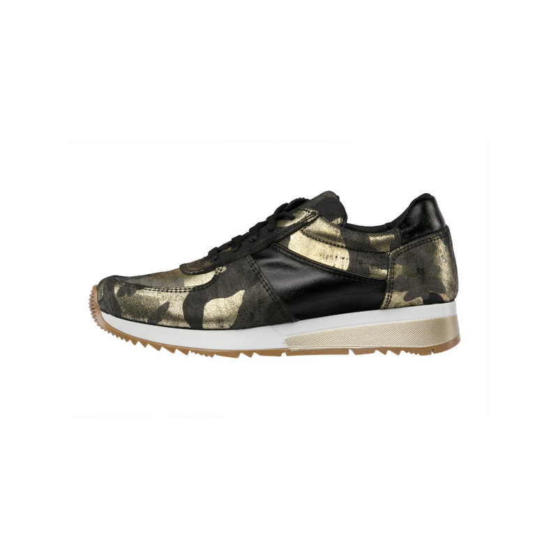 Holly Fashion Sneakers: Black Gold Camouflage