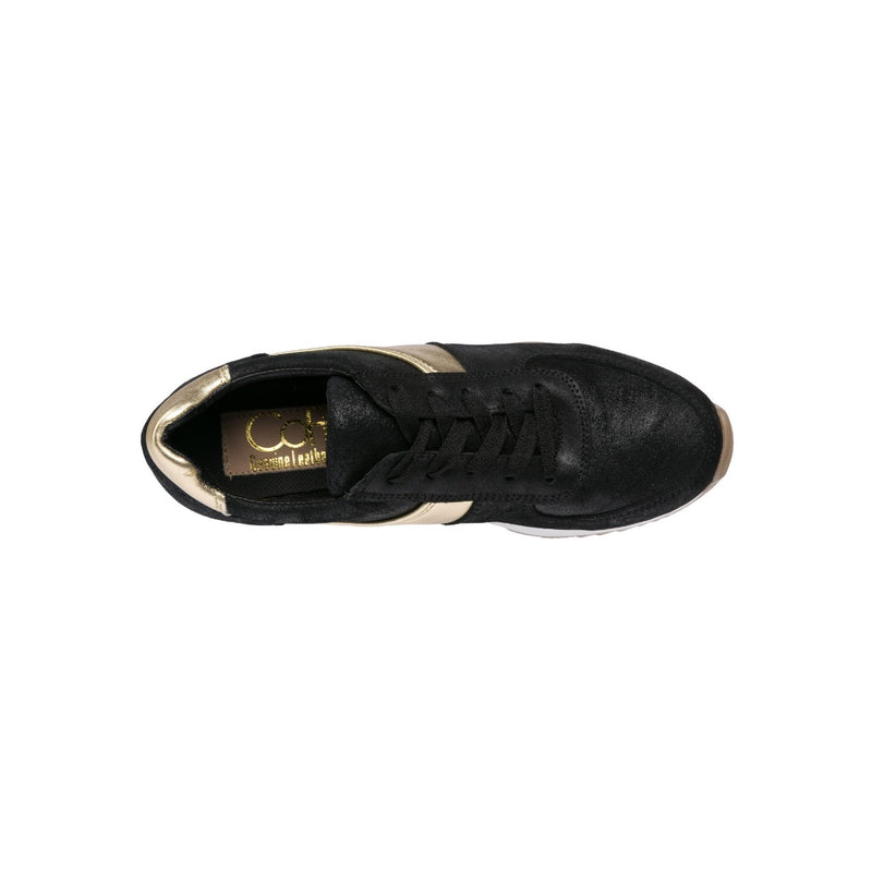 Holly Fashion Sneakers: Black with Gold