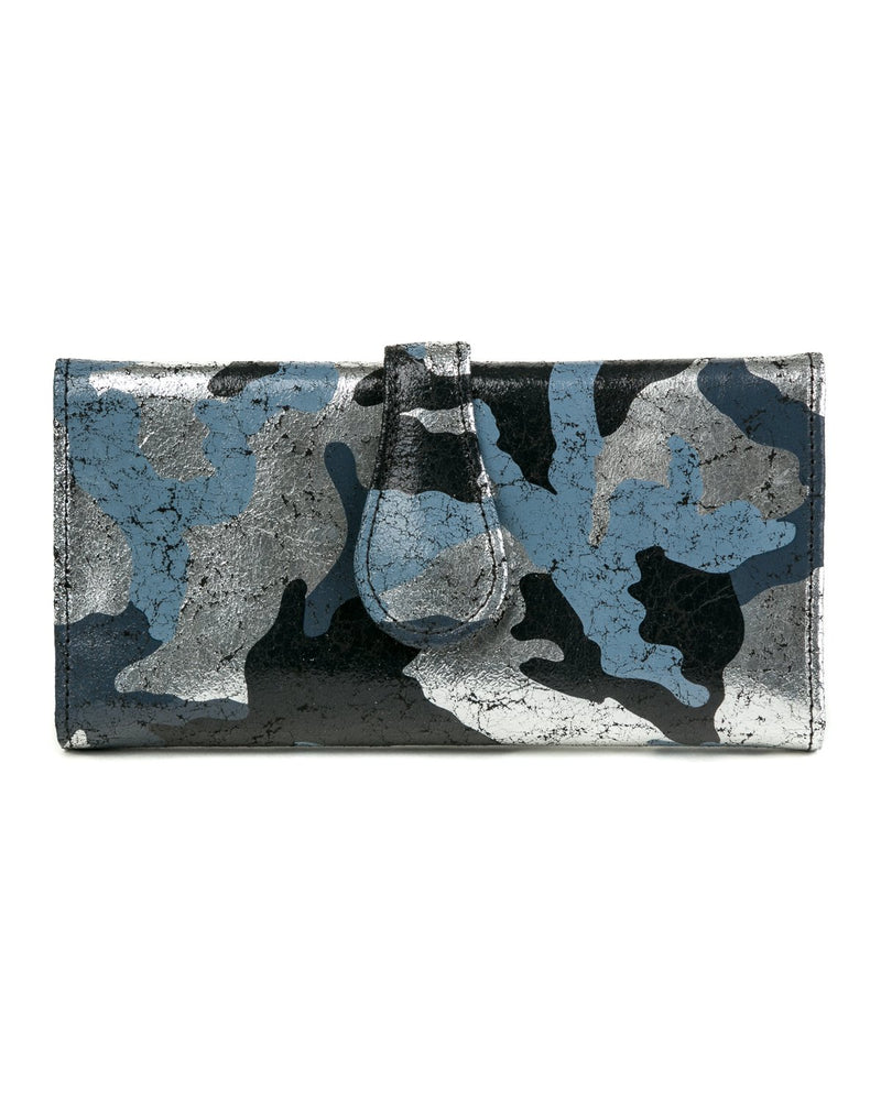 Mila Trifold Wallet: Black Silver Camouflage