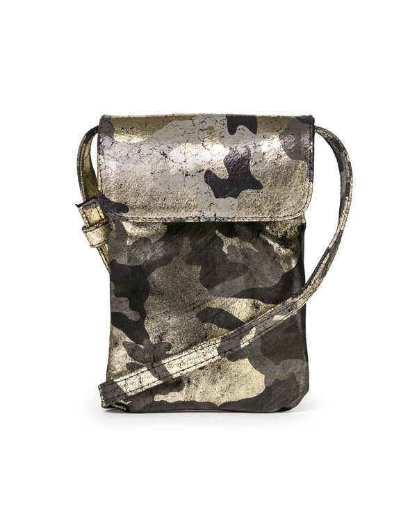 Penny Phone Bag: Black Gold Camouflage