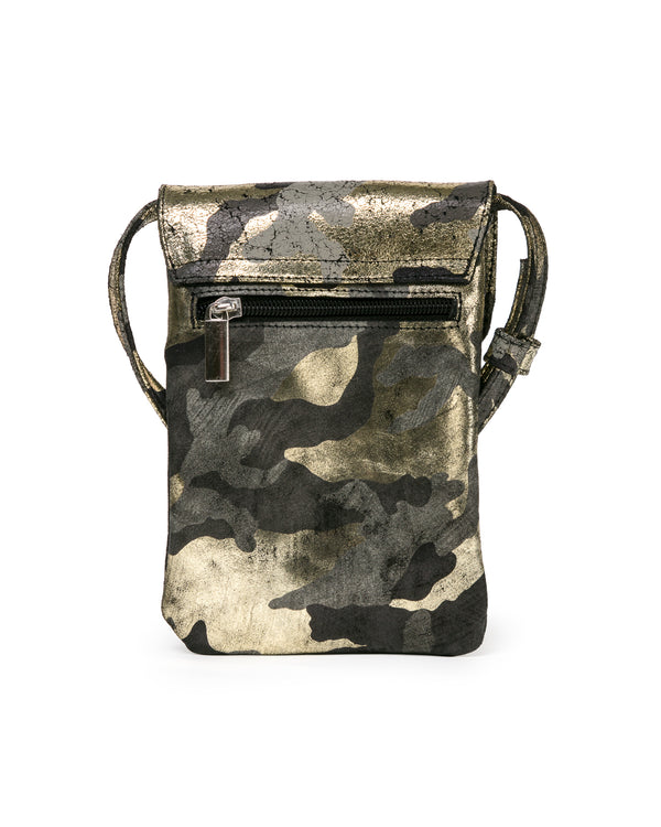 Penny Phone Bag: Black Gold Camouflage