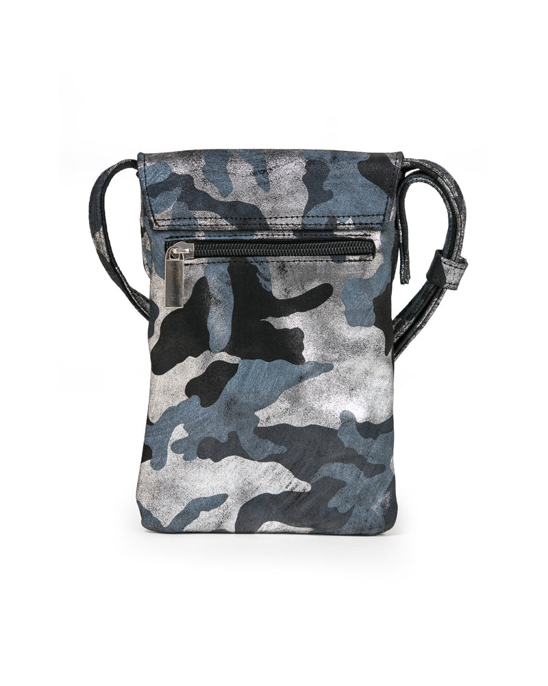 Penny Phone Bag: Black Silver Camouflage